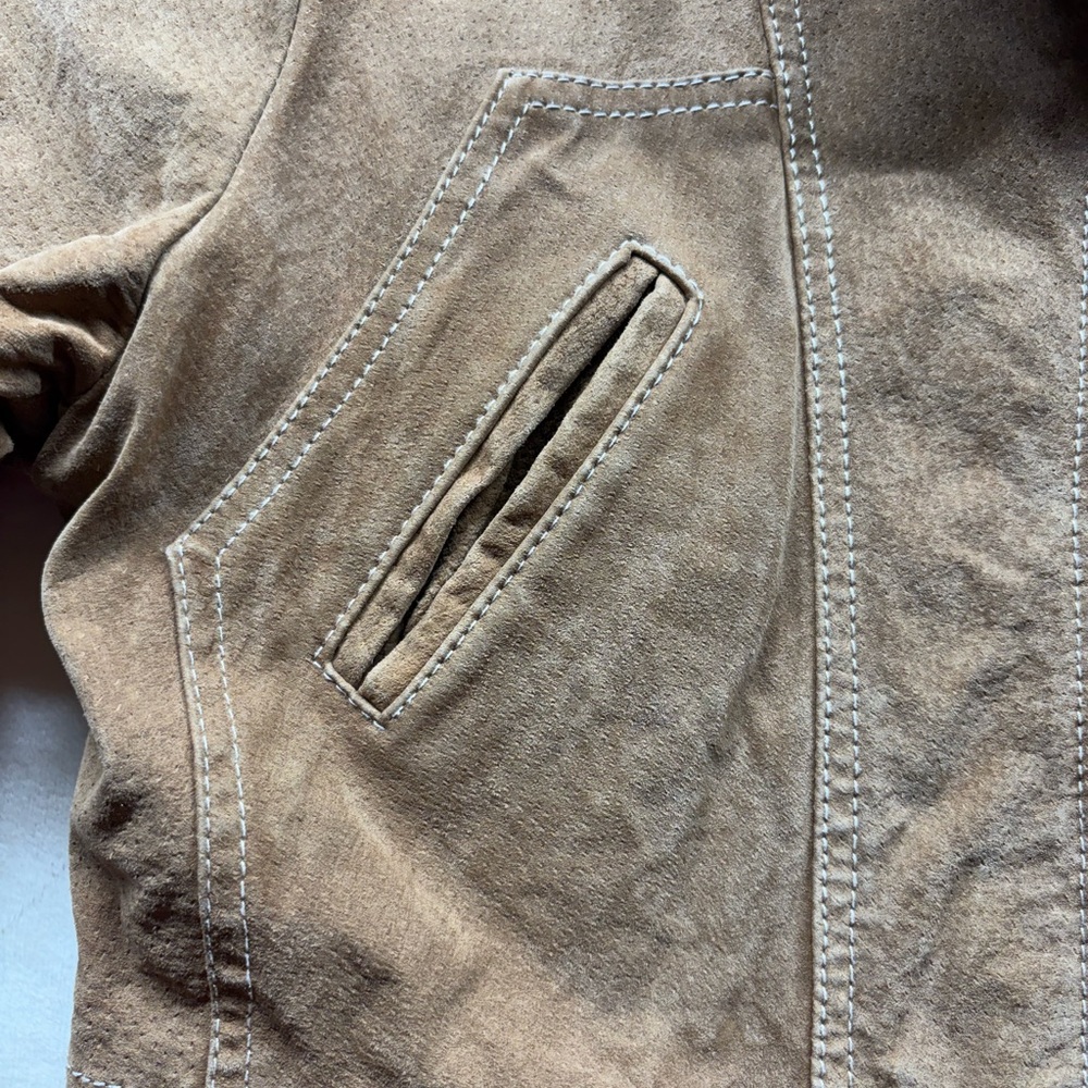 Vintage WILSONS LEATHER Maxima Cropped Beige Jacket Ladies S/M festival cowgirl - Picture 10 of 16